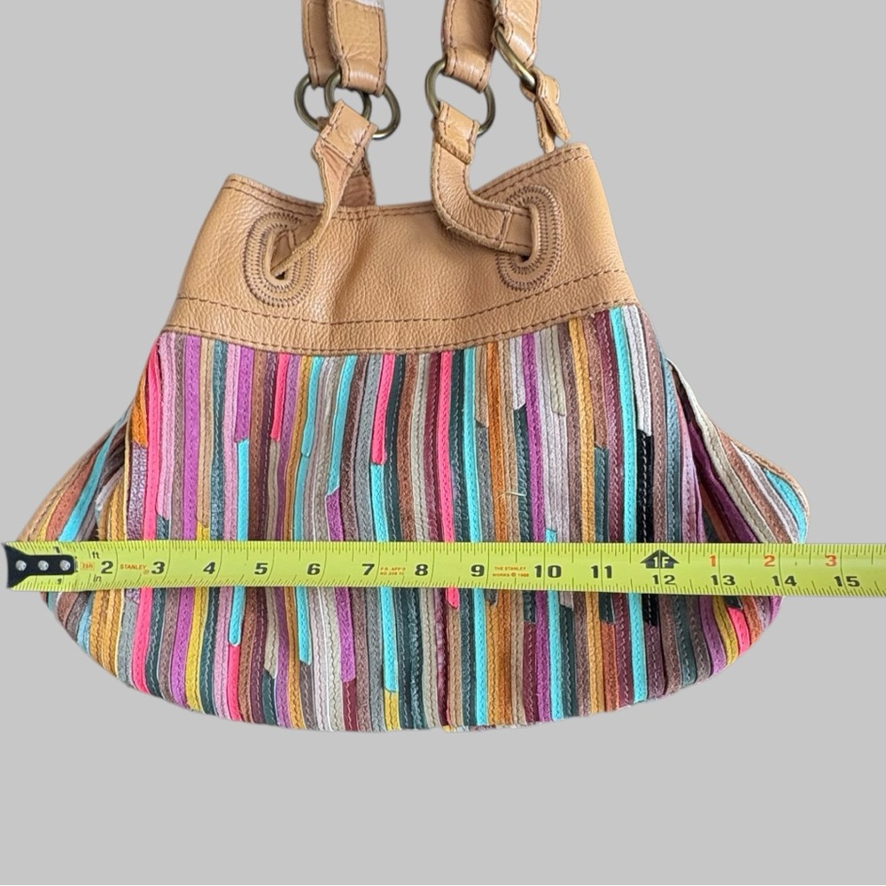 Lucky brand colorful striped leather shoulder hobo bag - Picture 8 of 10